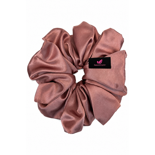 Nature's Love Blush Pink XL Satin Scrunchie – Handmade Oversized Jumbo Hair Tie for Curly, Coily, Thick & Natural Hair