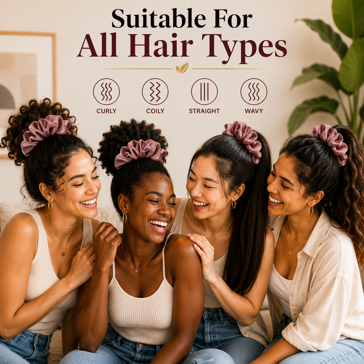 Nature's Love Blush Pink XL Satin Scrunchie – Handmade Oversized Jumbo Hair Tie for Curly, Coily, Thick & Natural Hair
