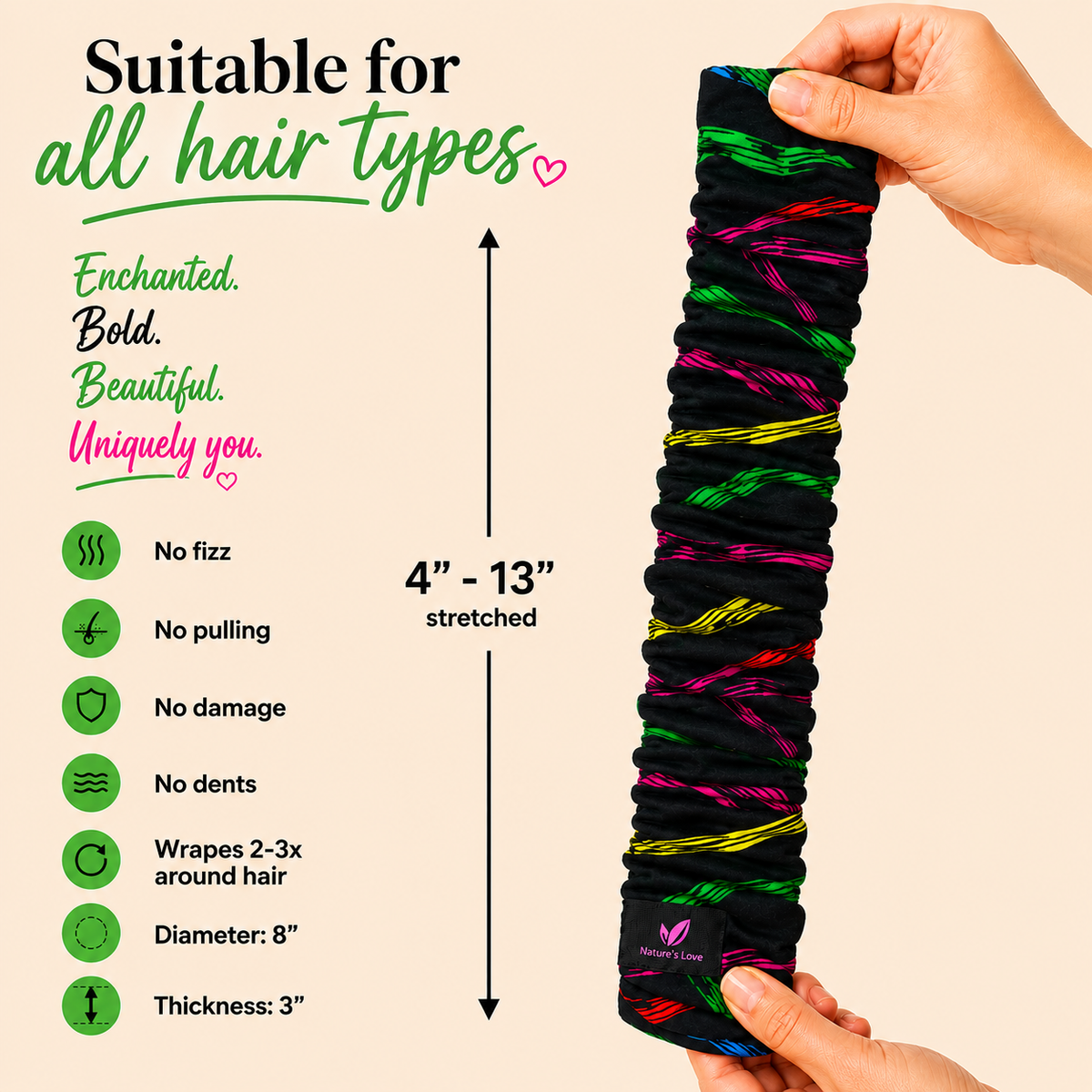 Nature's Love Brush Strokes XL African Print Scrunchie – Handmade Oversized Jumbo Hair Tie for Curly, Coily & Thick Hair