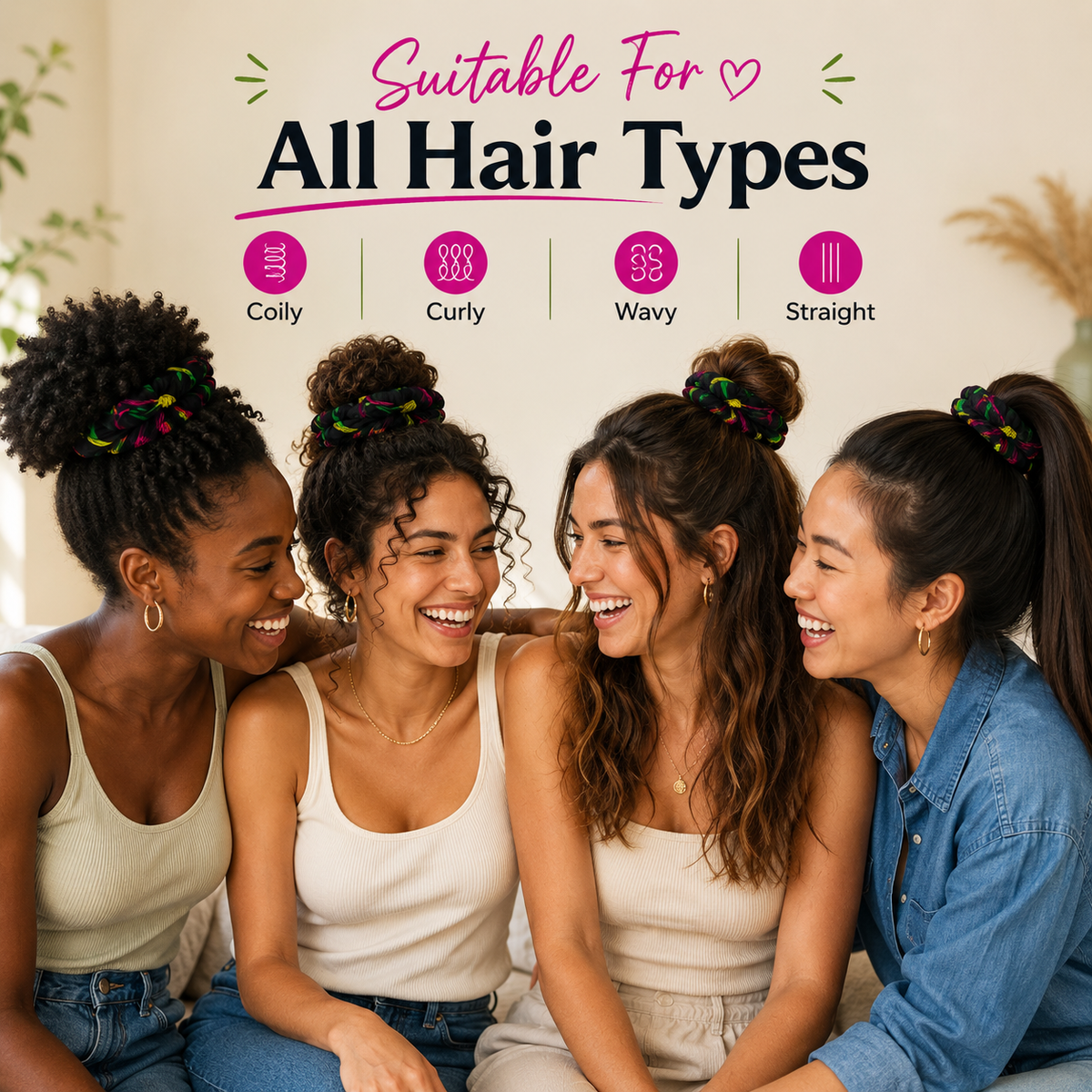 Nature's Love Brush Strokes XL African Print Scrunchie – Handmade Oversized Jumbo Hair Tie for Curly, Coily & Thick Hair
