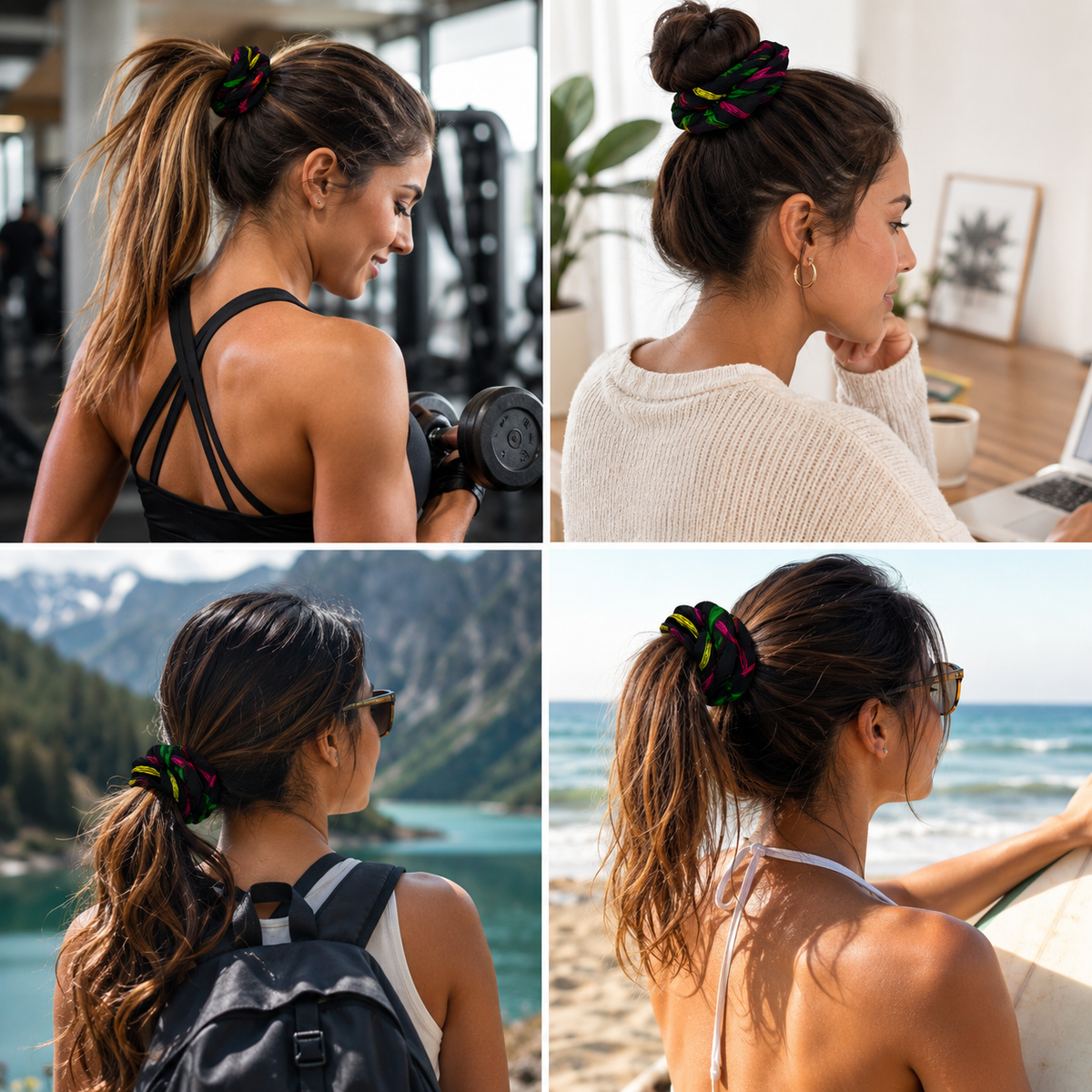 Nature's Love Brush Strokes XL African Print Scrunchie – Handmade Oversized Jumbo Hair Tie for Curly, Coily & Thick Hair