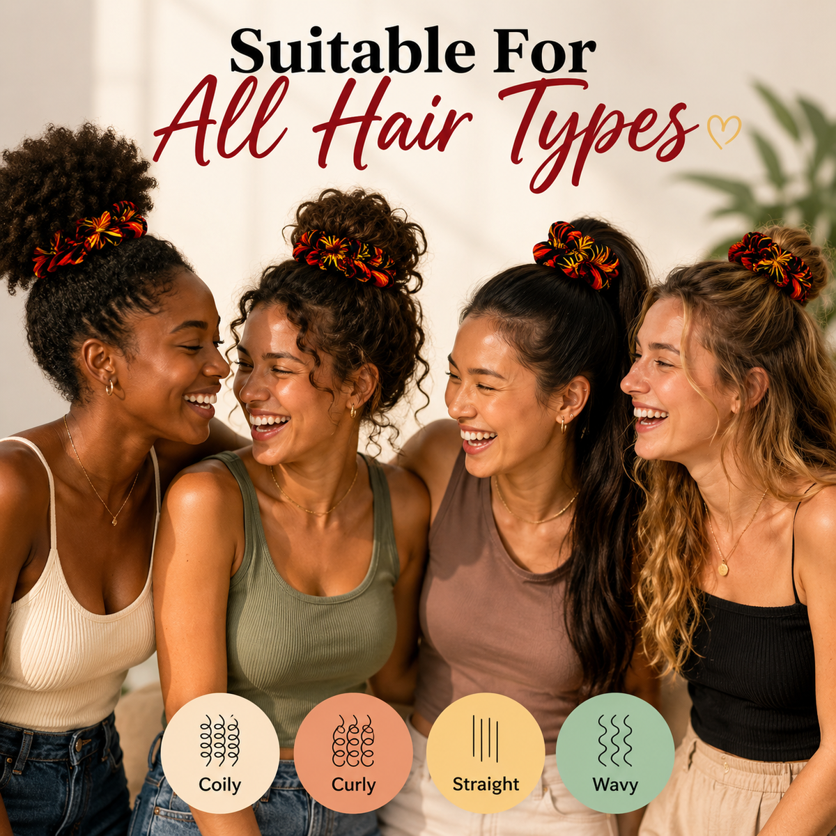 Nature's Love Ember Queen XL African Print Scrunchie – Oversized Jumbo Hair Tie for Curly, Coily & Thick Hair | Handmade