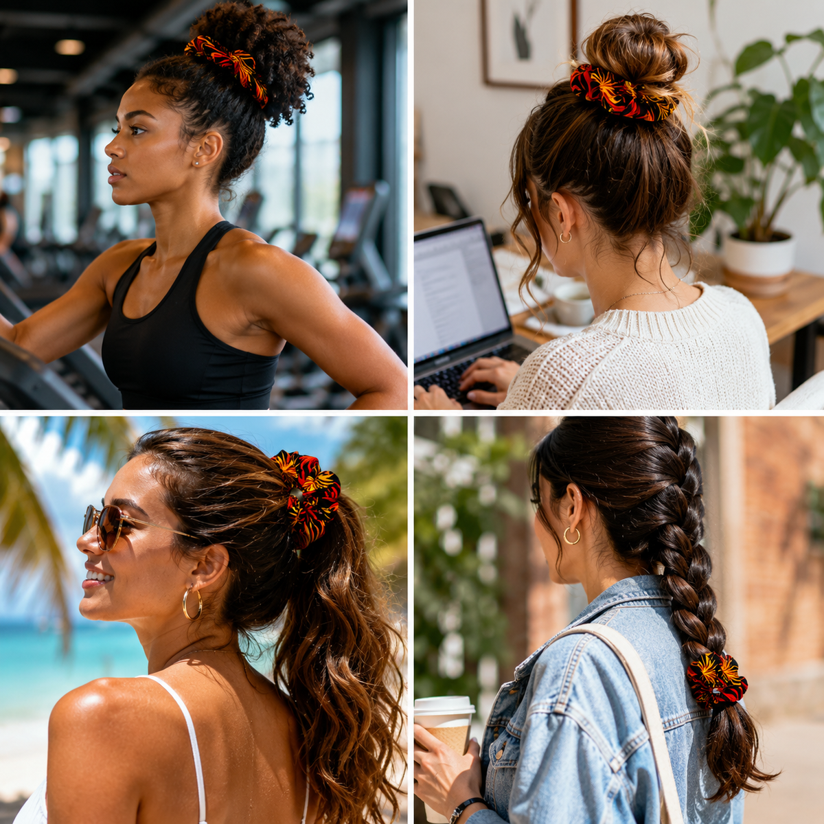 Nature's Love Ember Queen XL African Print Scrunchie – Oversized Jumbo Hair Tie for Curly, Coily & Thick Hair | Handmade