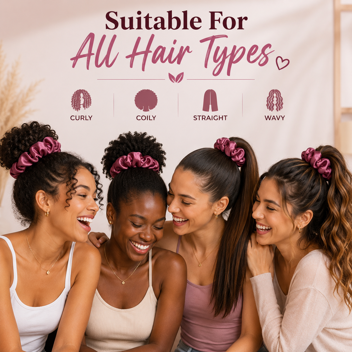 Nature's Love Rose Mauve Pink XL Satin Scrunchie – Handmade Oversized Jumbo Hair Tie for Curly, Coily & Thick Hair