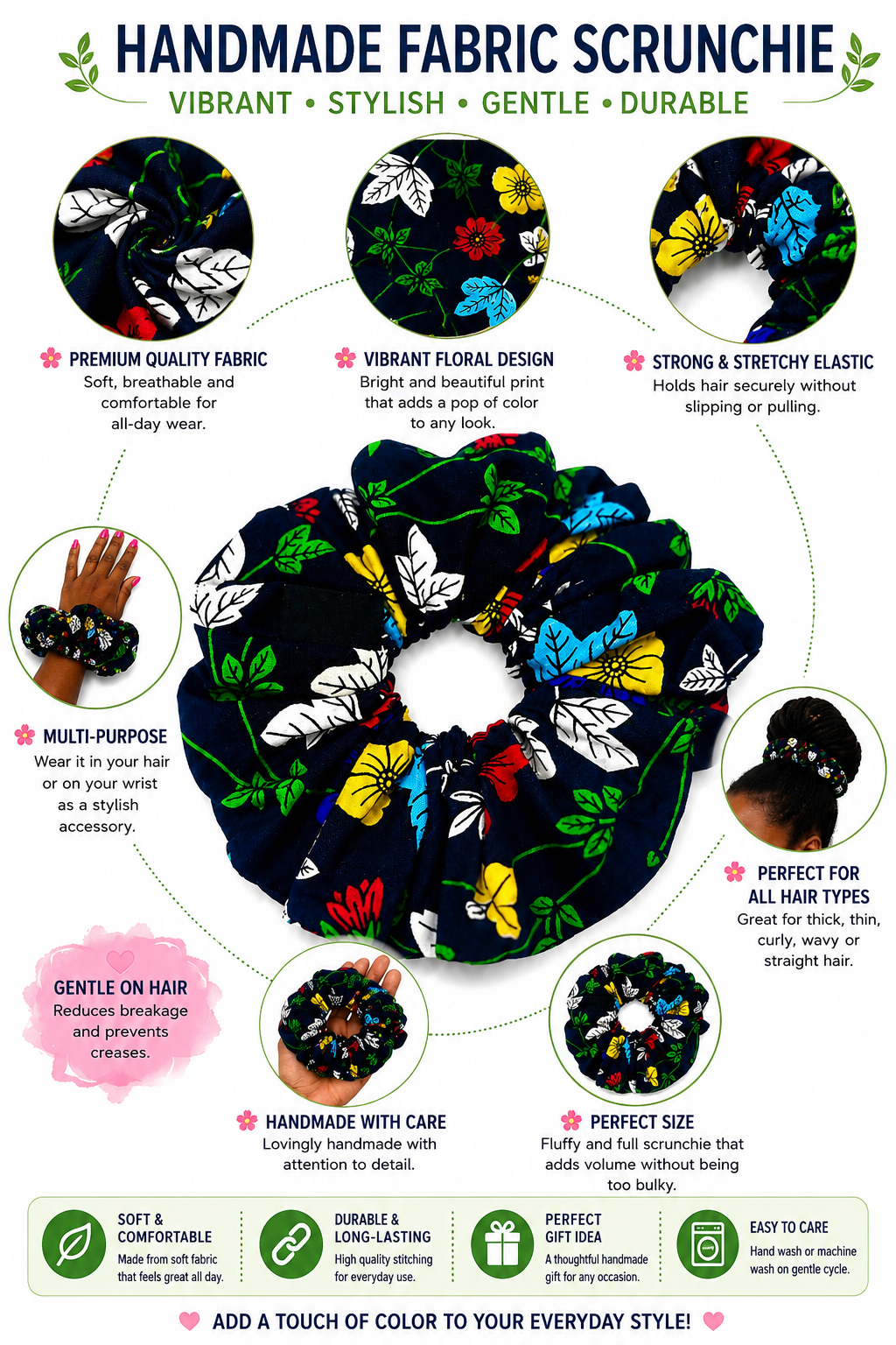Wild Flower Hair Scrunchie