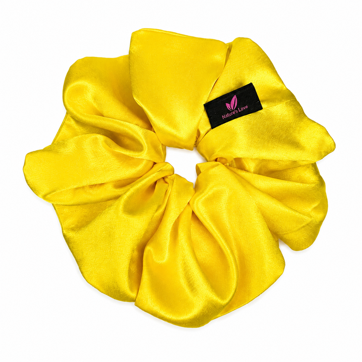 Nature's Love Joyous Paws XL Scrunchie Duo – Yellow Satin & Multicolor African Print Oversized Hair Scrunchies, Handmade 2-Pack